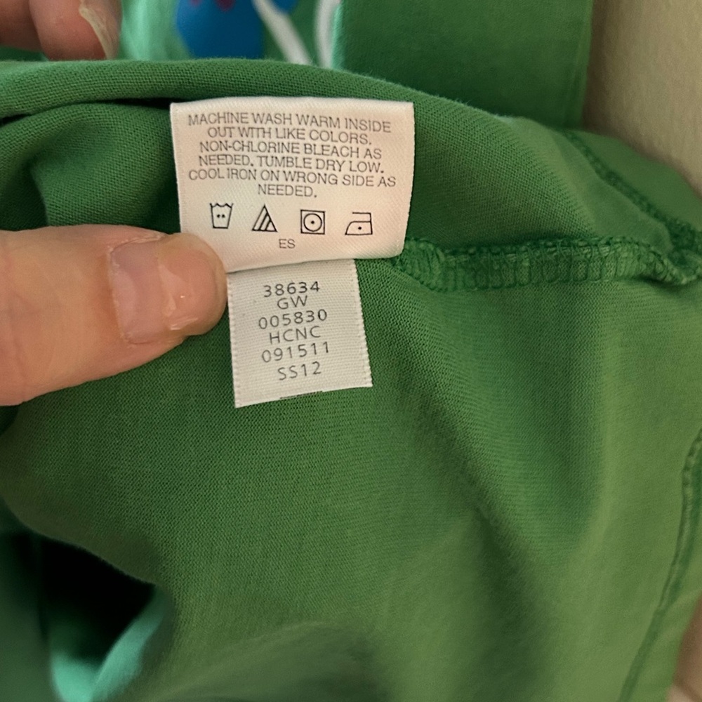 Hanna Andersson-{Size 140(10}-Girls Short Sleeve Green Dress with Flowers - Picture 5 of 6